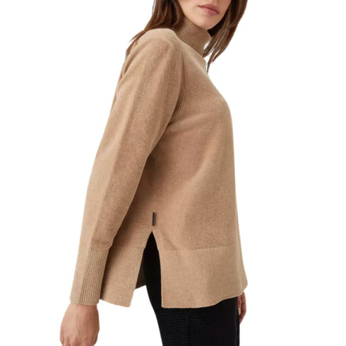 Dolcevita Donna Knit Velvet Vent con spacco Beige RRD- Francavilla Moda